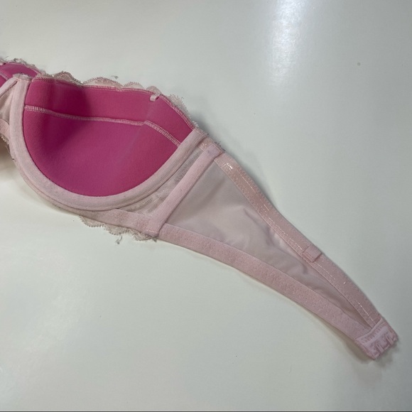 PINK Victorias Secret 34B Strapless Multiway Bra Pink Floral Lace Underwire - Picture 8 of 9